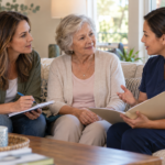 Family reviewing questions to ask when choosing a home care provider